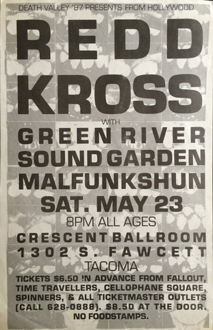 Redd Kross, Green River, Soundgarden, Malfunkshun Concert Poster Flyer. Crescent Ballroom - Seattle, Washington. c. 1987